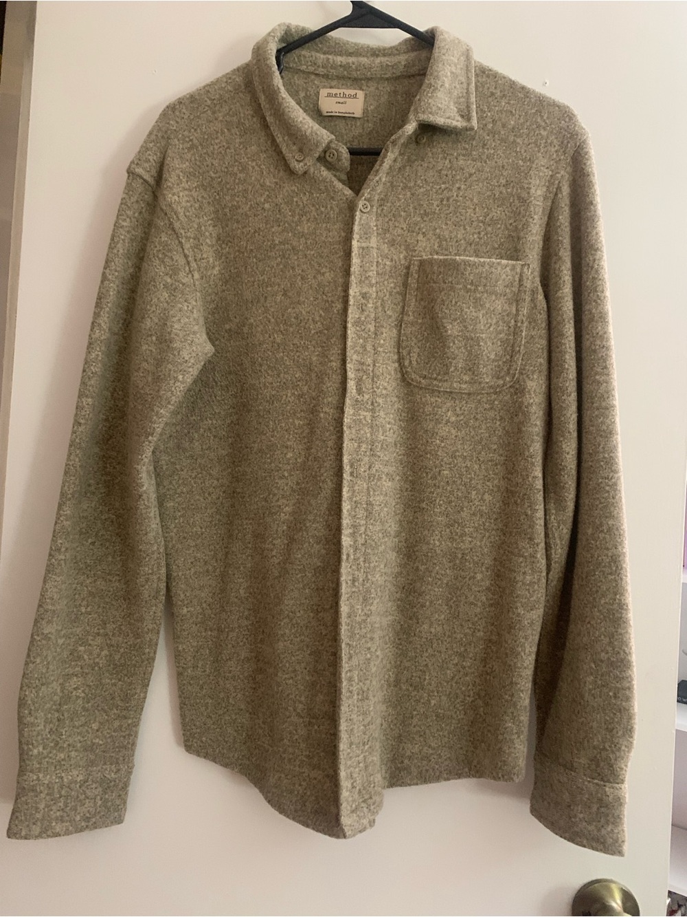 method. Olive Green Wool-Blend Button-Up Shacket